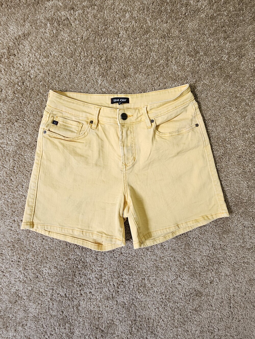 Dear John Sunlit Yellow Denim Shorts Size 28